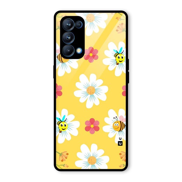 Happy Flowers Glass Back Case for Oppo Reno5 Pro 5G