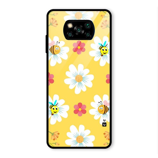 Happy Flowers Glass Back Case for Poco X3 Pro