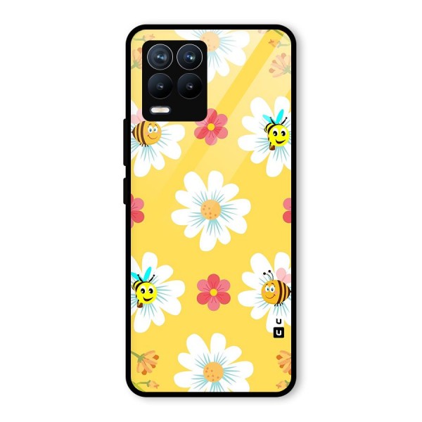 Happy Flowers Glass Back Case for Realme 8 Pro