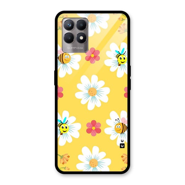 Happy Flowers Glass Back Case for Realme 8i