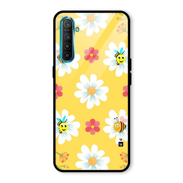 Happy Flowers Glass Back Case for Realme XT