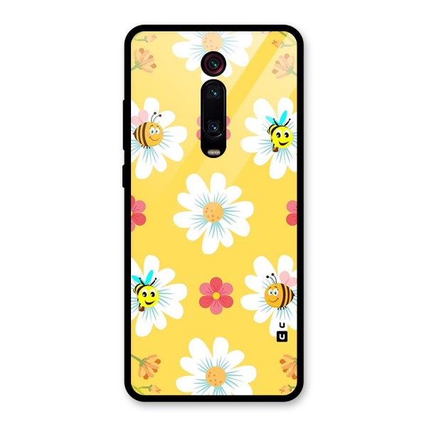 Happy Flowers Glass Back Case for Redmi K20 Pro