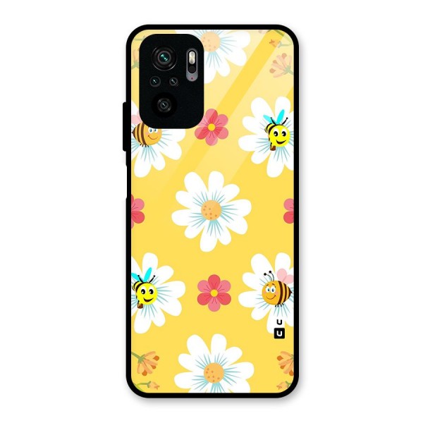 Happy Flowers Glass Back Case for Redmi Note 10