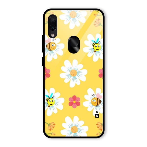 Happy Flowers Glass Back Case for Redmi Note 7