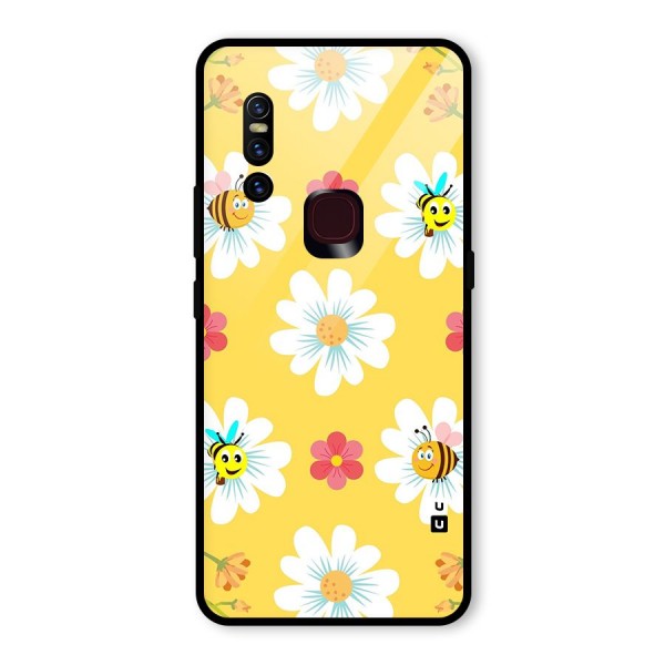 Happy Flowers Glass Back Case for Vivo V15