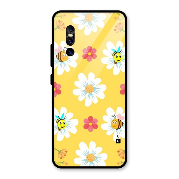 Happy Flowers Glass Back Case for Vivo V15 Pro