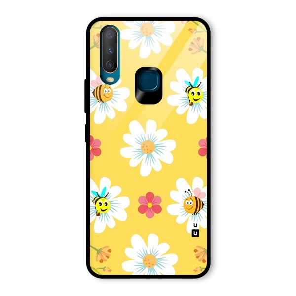 Happy Flowers Glass Back Case for Vivo Y12