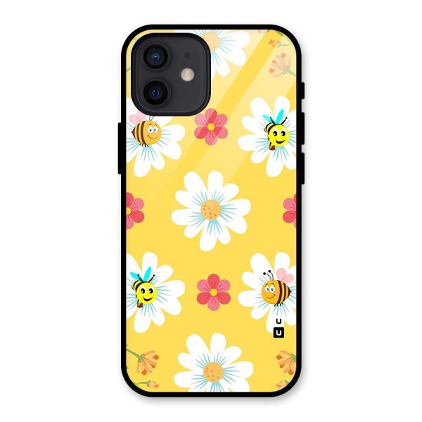 Happy Flowers Glass Back Case for iPhone 12