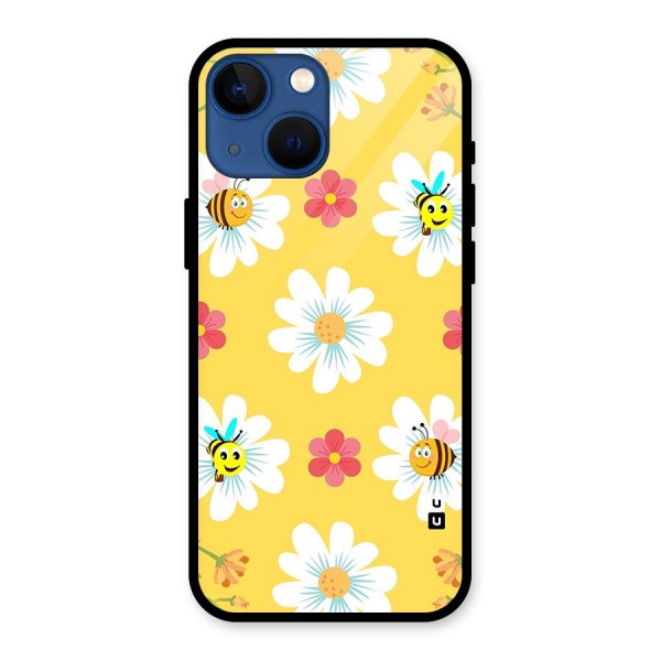 Happy Flowers Glass Back Case for iPhone 13 Mini