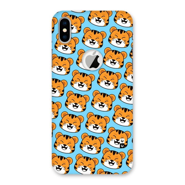 Happy Kitten Pattern Back Case for iPhone XS Logo Cut