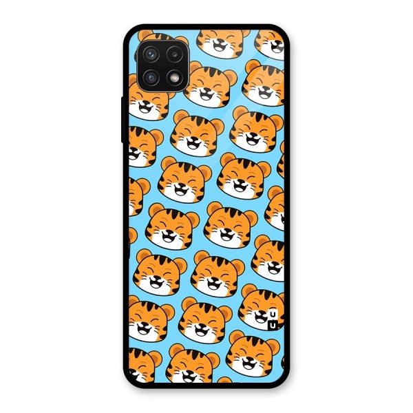 Happy Kitten Pattern Glass Back Case for Galaxy A22 5G