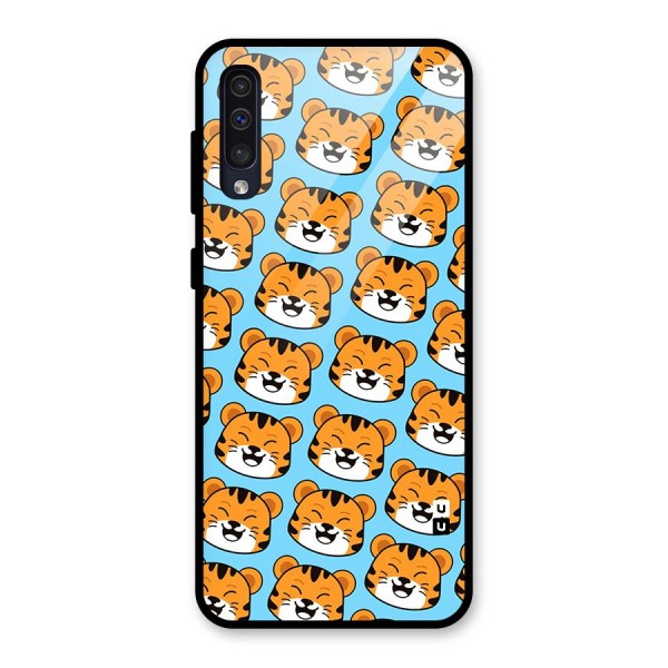 Happy Kitten Pattern Glass Back Case for Galaxy A50s