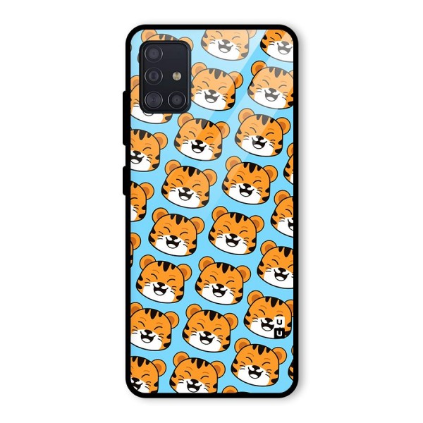 Happy Kitten Pattern Glass Back Case for Galaxy A51