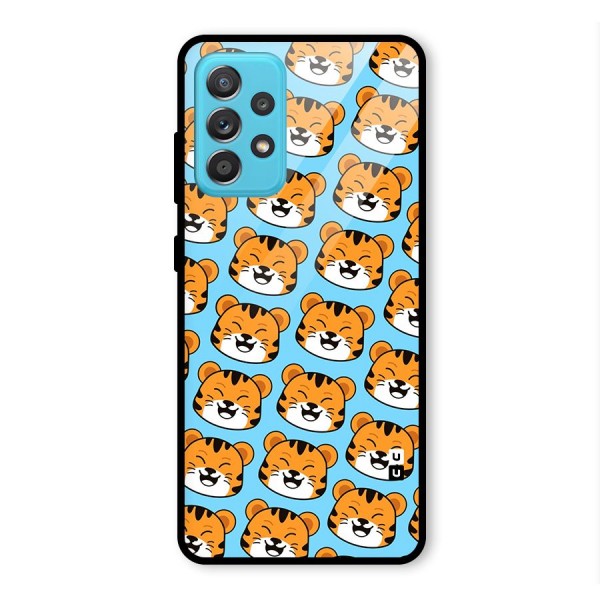 Happy Kitten Pattern Glass Back Case for Galaxy A52s 5G