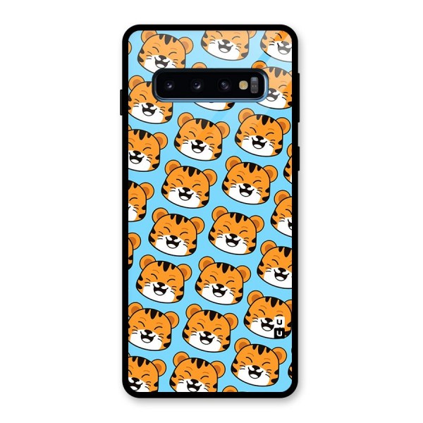 Happy Kitten Pattern Glass Back Case for Galaxy S10