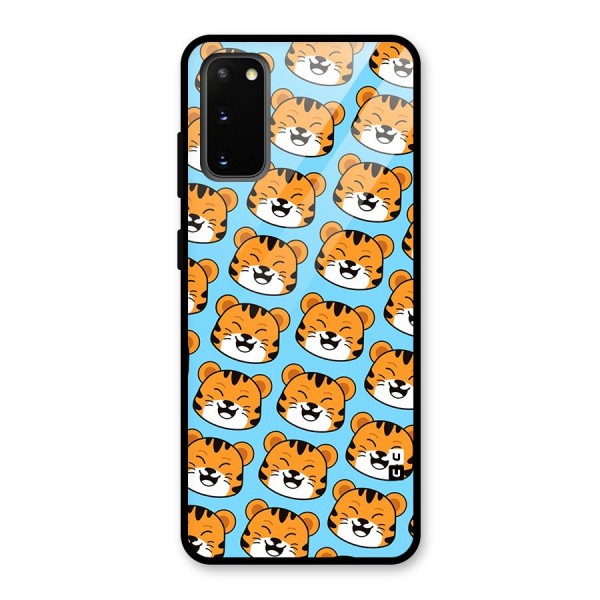 Happy Kitten Pattern Glass Back Case for Galaxy S20