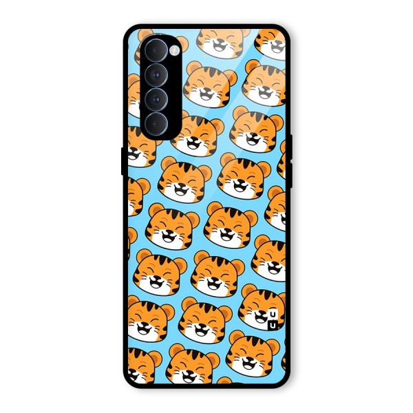 Happy Kitten Pattern Glass Back Case for Oppo Reno4 Pro