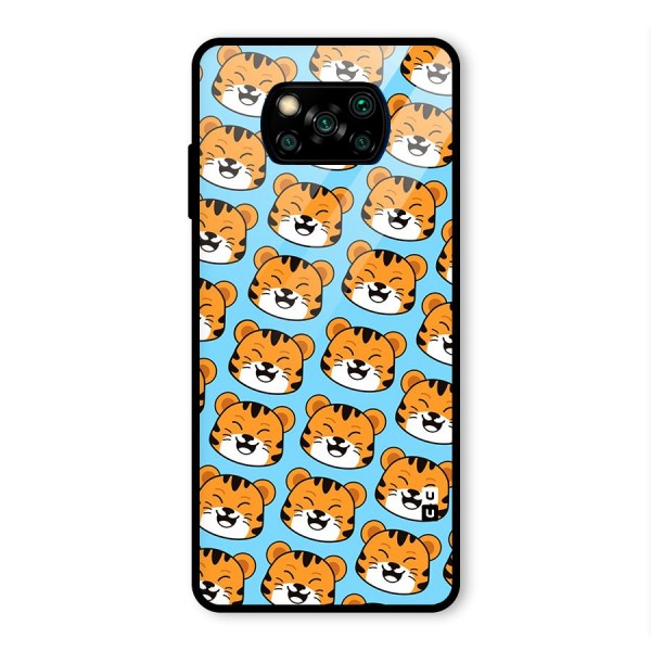 Happy Kitten Pattern Glass Back Case for Poco X3 Pro