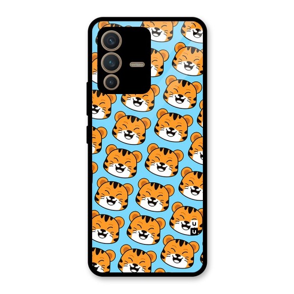 Happy Kitten Pattern Glass Back Case for Vivo V23 5G