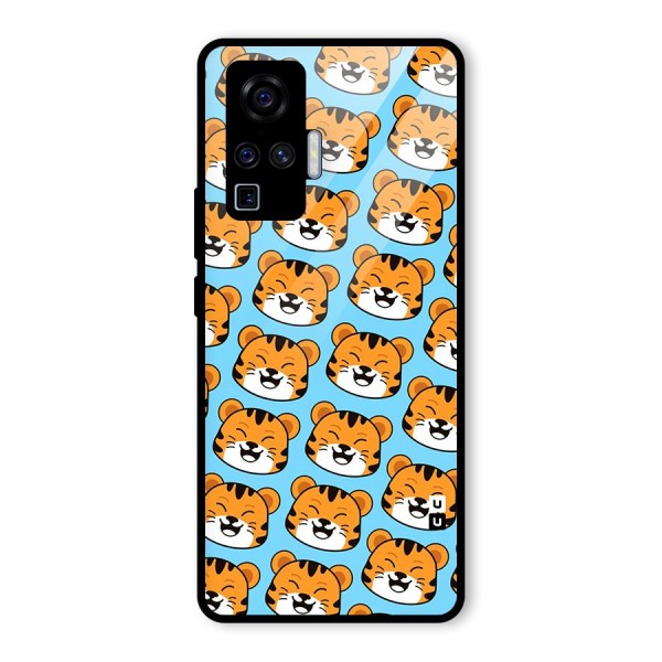 Happy Kitten Pattern Glass Back Case for Vivo X50 Pro