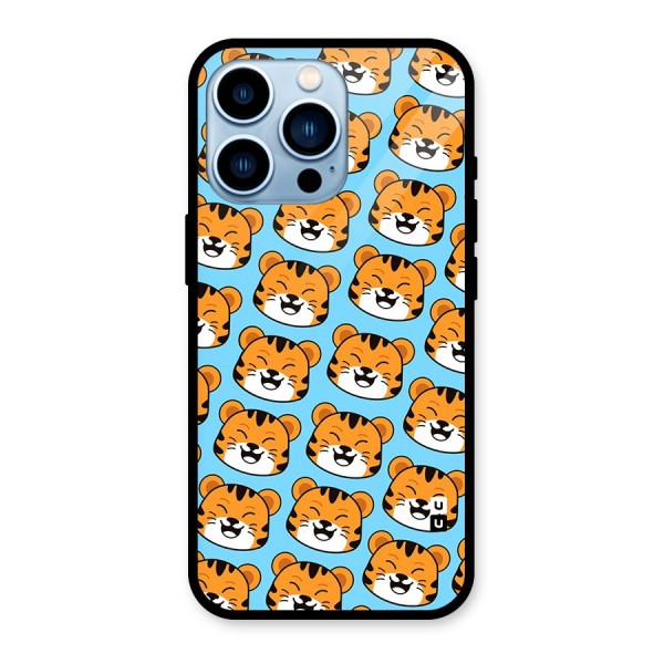 Happy Kitten Pattern Glass Back Case for iPhone 13 Pro