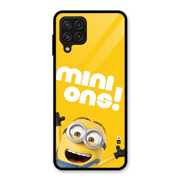 Happy Minion Glass Back Case for Galaxy A22 4G