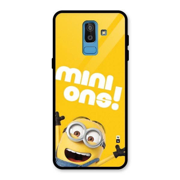 Happy Minion Glass Back Case for Galaxy J8