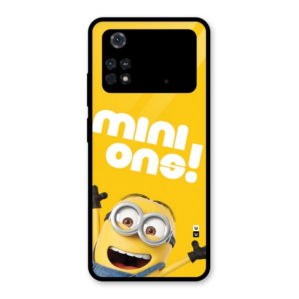 Happy Minion Glass Back Case for Poco M4 Pro 4G