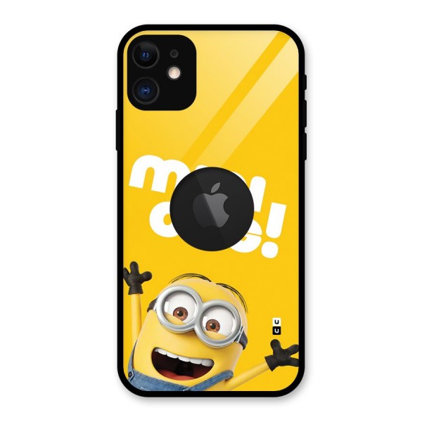 Happy Minion Glass Back Case for iPhone 11 Logo Cut