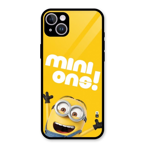 Happy Minion Glass Back Case for iPhone 14 Plus