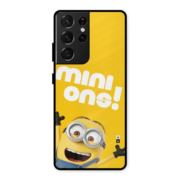 Happy Minion Metal Back Case for Galaxy S21 Ultra 5G