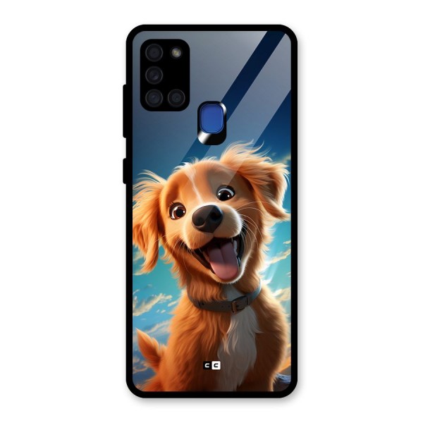 Happy Puppy Glass Back Case for Galaxy A21s