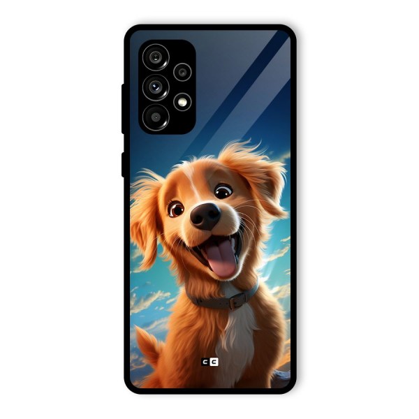 Happy Puppy Glass Back Case for Galaxy A73 5G