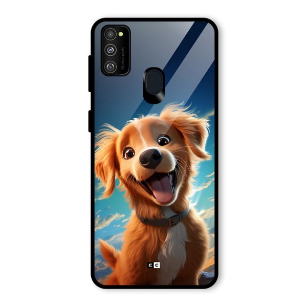 Happy Puppy Glass Back Case for Galaxy M21