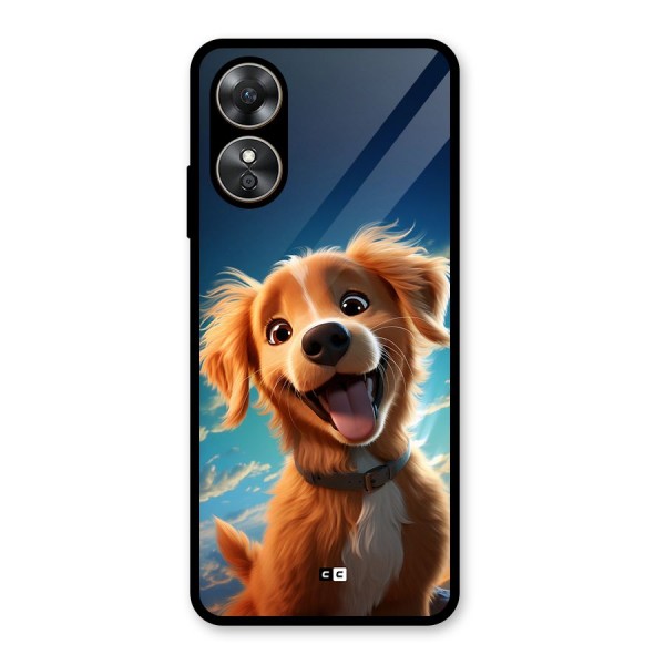 Happy Puppy Glass Back Case for Oppo A17