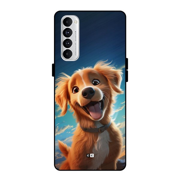 Happy Puppy Metal Back Case for Oppo Reno4 Pro