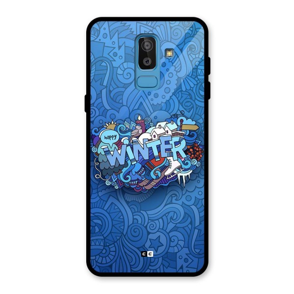 Happy Winter Glass Back Case for Galaxy J8