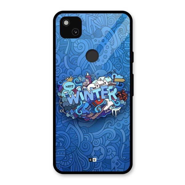 Happy Winter Glass Back Case for Google Pixel 4a