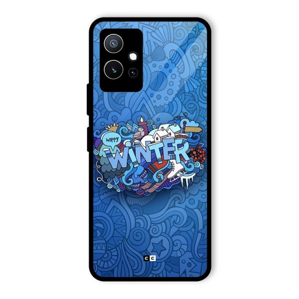 Happy Winter Glass Back Case for Vivo T1 5G