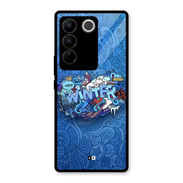 Happy Winter Glass Back Case for Vivo V27 Pro