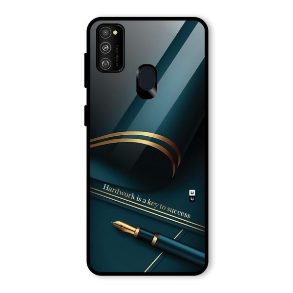 Hardwork Is Key Glass Back Case for Galaxy M21