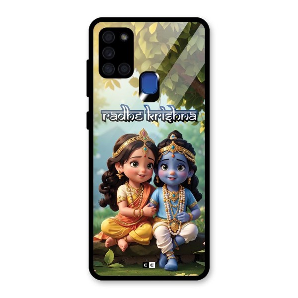 Hare Radhe Krishna Glass Back Case for Galaxy A21s