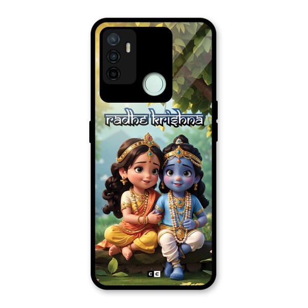 Hare Radhe Krishna Glass Back Case for Oppo A53