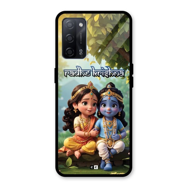 Hare Radhe Krishna Glass Back Case for Oppo A53s 5G