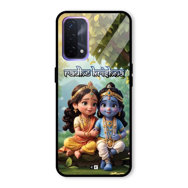 Hare Radhe Krishna Glass Back Case for Oppo A74 5G