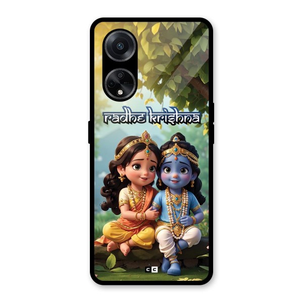 Hare Radhe Krishna Glass Back Case for Oppo F23