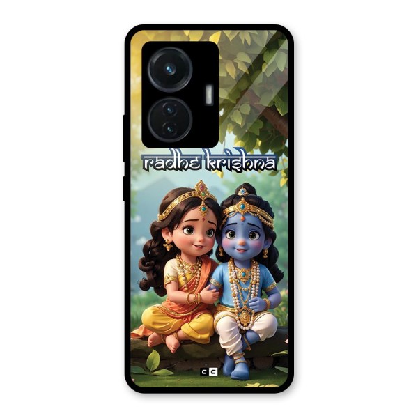 Hare Radhe Krishna Glass Back Case for Vivo T1 44W