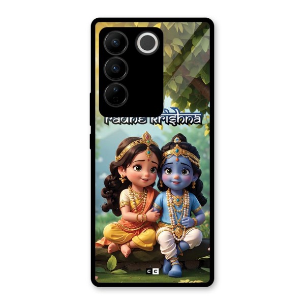 Hare Radhe Krishna Glass Back Case for Vivo V27 Pro