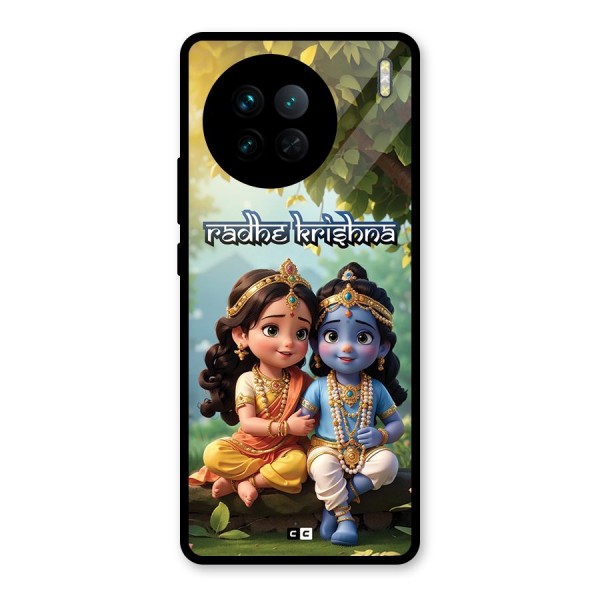 Hare Radhe Krishna Glass Back Case for Vivo X90