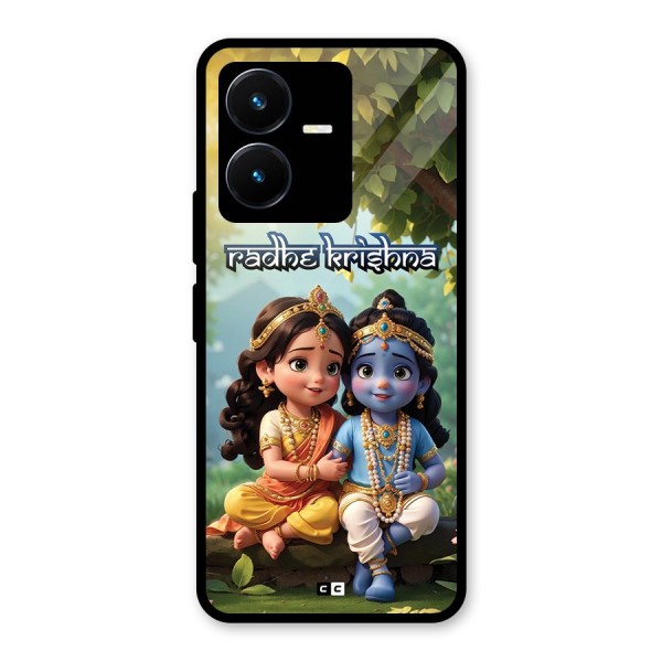 Hare Radhe Krishna Glass Back Case for Vivo Y22